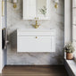 Farlow Shaker Wall Mounted 800mm 1-Drawer Basin Vanity Unit - Satin White