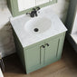 Farlow Shaker Floor Standing 600mm 2-Door Basin Vanity Unit - Satin Green