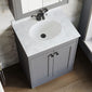 Farlow Shaker Floor Standing 600mm 2-Door Basin Vanity Unit - Satin Grey