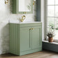 Farlow Shaker Floor Standing 800mm 2-Door Basin Vanity Unit - Satin Green