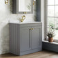 Farlow Shaker Floor Standing 800mm 2-Door Basin Vanity Unit - Satin Grey