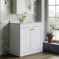 Farlow Shaker Floor Standing 800mm 2-Door Basin Vanity Unit - Satin White