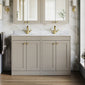 Farlow Shaker Floor Standing 1200mm 4-Door Basin Vanity Unit - Pebble Grey