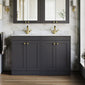 Farlow Shaker Floor Standing 1200mm 4-Door Basin Vanity Unit - Satin Soft Black