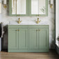 Farlow Shaker Floor Standing 1200mm 4-Door Basin Vanity Unit - Satin Green