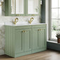 Farlow Shaker Floor Standing 1200mm 4-Door Basin Vanity Unit - Satin Green