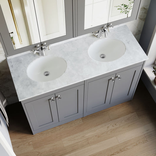  Farlow Shaker Floor Standing 1200mm 4-Door Basin Vanity Unit - Satin Grey