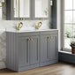 Farlow Shaker Floor Standing 1200mm 4-Door Basin Vanity Unit - Satin Grey