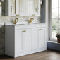 Farlow Shaker Floor Standing 1200mm 4-Door Basin Vanity Unit - Satin White