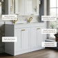 Farlow Shaker Floor Standing 1200mm 4-Door Basin Vanity Unit - Satin White