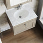 Farlow Shaker Wall Mounted 600mm 1-Drawer Basin Vanity Unit - Pebble Grey