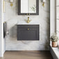 Farlow Shaker Wall Mounted 600mm 1-Drawer Basin Vanity Unit - Satin Soft Black