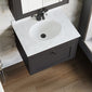 Farlow Shaker Wall Mounted 600mm 1-Drawer Basin Vanity Unit - Satin Soft Black