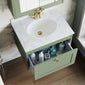 Farlow Shaker Wall Mounted 600mm 1-Drawer Basin Vanity Unit - Satin Green