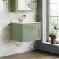 Farlow Shaker Wall Mounted 600mm 1-Drawer Basin Vanity Unit - Satin Green