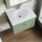 Farlow Shaker Wall Mounted 600mm 1-Drawer Basin Vanity Unit - Satin Green