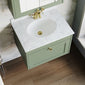 Farlow Shaker Wall Mounted 600mm 1-Drawer Basin Vanity Unit - Satin Green