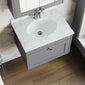 Farlow Shaker Wall Mounted 600mm 1-Drawer Basin Vanity Unit - Satin Grey