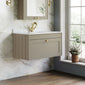 Farlow Shaker Wall Mounted 800mm 1-Drawer Basin Vanity Unit - Pebble Grey