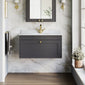 Farlow Shaker Wall Mounted 800mm 1-Drawer Basin Vanity Unit - Satin Soft Black