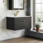 Farlow Shaker Wall Mounted 800mm 1-Drawer Basin Vanity Unit - Satin Soft Black