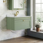 Farlow Shaker Wall Mounted 800mm 1-Drawer Basin Vanity Unit - Satin Green