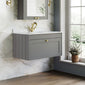 Farlow Shaker Wall Mounted 800mm 1-Drawer Basin Vanity Unit - Satin Grey