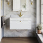 Farlow Shaker Wall Mounted 800mm 1-Drawer Basin Vanity Unit - Satin White