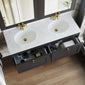 Farlow Shaker Wall Mounted 1200mm 2-Drawer Basin Vanity Unit - Satin Soft Black