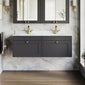 Farlow Shaker Wall Mounted 1200mm 2-Drawer Basin Vanity Unit - Satin Soft Black