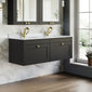 Farlow Shaker Wall Mounted 1200mm 2-Drawer Basin Vanity Unit - Satin Soft Black