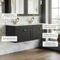 Farlow Shaker Wall Mounted 1200mm 2-Drawer Basin Vanity Unit - Satin Soft Black