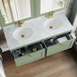 Farlow Shaker Wall Mounted 1200mm 2-Drawer Basin Vanity Unit - Satin Green