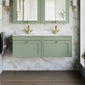 Farlow Shaker Wall Mounted 1200mm 2-Drawer Basin Vanity Unit - Satin Green