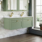 Farlow Shaker Wall Mounted 1200mm 2-Drawer Basin Vanity Unit - Satin Green