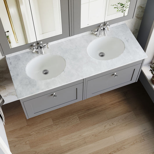  Farlow Shaker Wall Mounted 1200mm 2-Drawer Basin Vanity Unit - Satin Grey