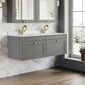 Farlow Shaker Wall Mounted 1200mm 2-Drawer Basin Vanity Unit - Satin Grey