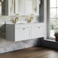 Farlow Shaker Wall Mounted 1200mm 2-Drawer Basin Vanity Unit - Satin White
