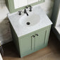 Farlow Shaker Floor Standing 600mm 2-Door Basin Vanity Unit - Satin Green