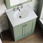 Farlow Shaker Floor Standing 600mm 2-Door Basin Vanity Unit - Satin Green