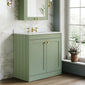 Farlow Shaker Floor Standing 800mm 2-Door Basin Vanity Unit - Satin Green