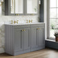 Farlow Shaker Floor Standing 1200mm 4-Door Basin Vanity Unit - Satin Grey