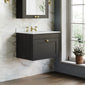 Farlow Shaker Wall Mounted 600mm 1-Drawer Basin Vanity Unit - Satin Soft Black