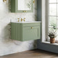 Farlow Shaker Wall Mounted 600mm 1-Drawer Basin Vanity Unit - Satin Green