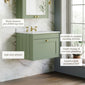 Farlow Shaker Wall Mounted 800mm 1-Drawer Basin Vanity Unit - Satin Green