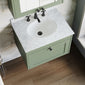 Farlow Shaker Wall Mounted 600mm 1-Drawer Basin Vanity Unit - Satin Green
