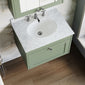 Farlow Shaker Wall Mounted 600mm 1-Drawer Basin Vanity Unit - Satin Green