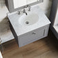 Farlow Shaker Wall Mounted 600mm 1-Drawer Basin Vanity Unit - Satin Grey