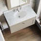 Farlow Shaker Wall Mounted 800mm 1-Drawer Basin Vanity Unit - Pebble Grey