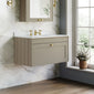 Farlow Shaker Wall Mounted 800mm 1-Drawer Basin Vanity Unit - Pebble Grey